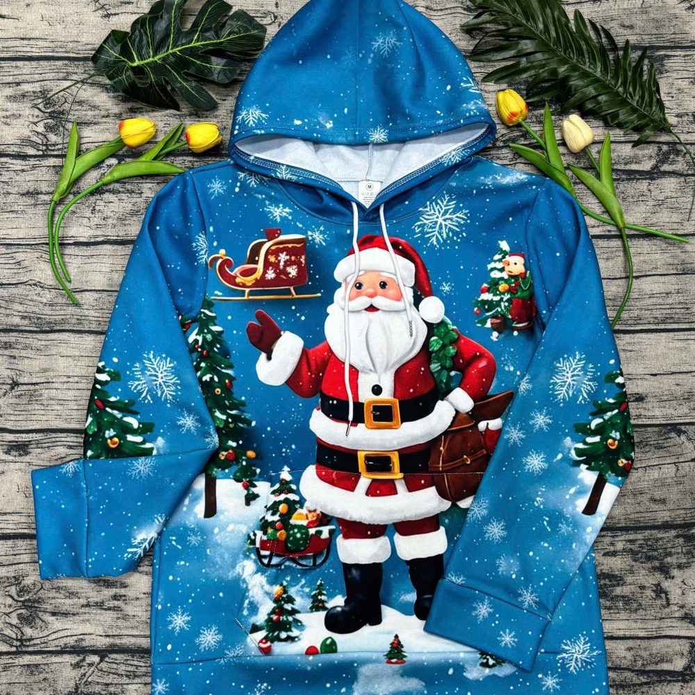 All-over Print Long Sleeve Hooded T-shirt (With Pocket)